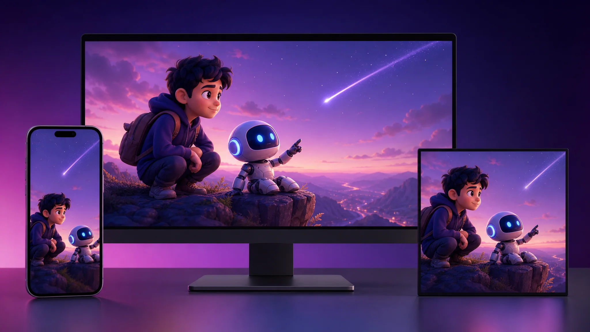 AI animation formatted for vertical and horizontal screens